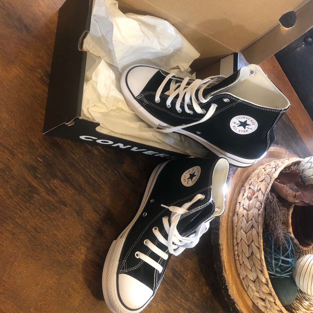 Converse Chuck Taylor All Star Lift Hi Black White Platform Mens 6 Womens 8